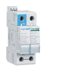 Hager SPN 265R 2P pluggable 65kA class 2 with reserve + remote contact